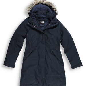 North Face Women’s Arctic Down Parka, Fur-Trimmed Removable Hood, Urban Navy, XS
